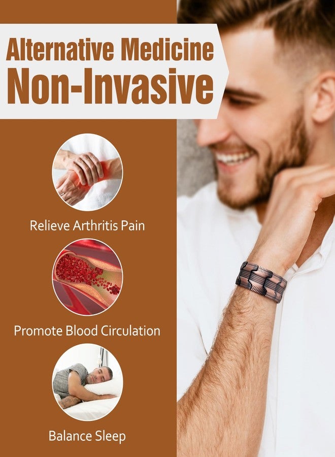 سوار جيكانوري المغناطيسي النحاسي ثلاثي القوة للرجال، مزود بأداة تعديل وعلبة هدايا للمجوهرات. - Image 2